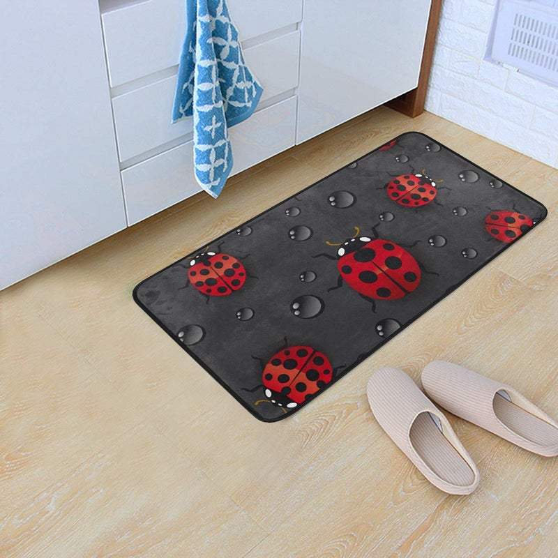 senya Kitchen Rugs Ladybug Rain Design Non-Slip Soft Kitchen Mats Bath Rug Runner Doormats Carpet for Home Decor, 39" X 20" - Image 2